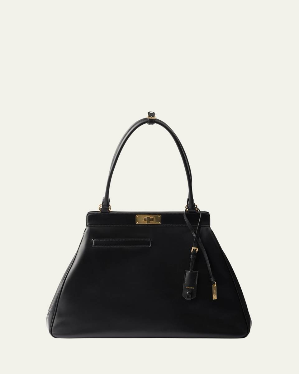 Framed Leather Top-Handle Bag
